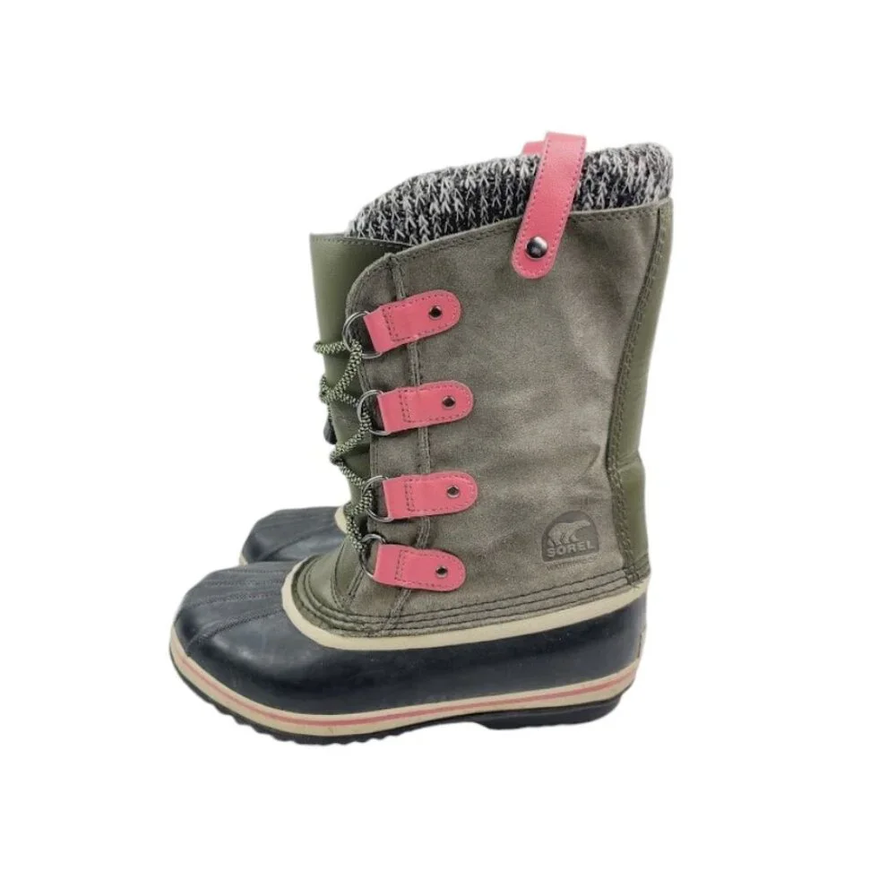 Sorel‎ Women's Green Pink Joan Of Arctic NY2413-383 Mid-Calf Winter Snow Boot 7